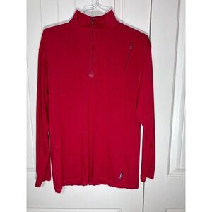 SCOTTeVEST‎ Mens Large Red Long Sleeve Sev SJ 1/4 Zip Base Layer Sweater Flawed